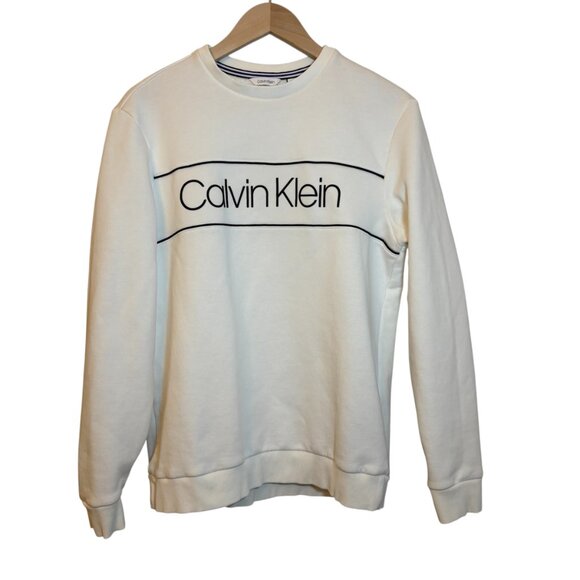 Calvin Klein Tops - Calvin Klein White Athleisure Unisex Sweatshirt Crewneck Soft Pullover Medium